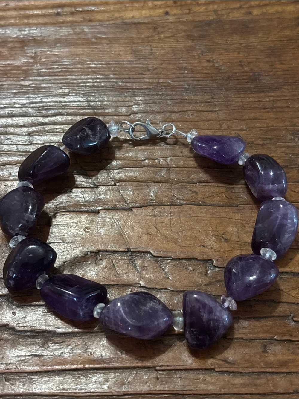 Amethyst Beaded Stretch Bracelet - Purple Stone Jewelry